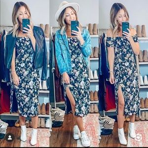 Floral off the shoulder midi dress